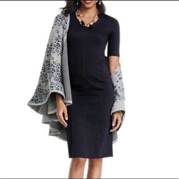 Cabi Claire Ponte Knit Black Sheath Dress - Picture 1 of 10